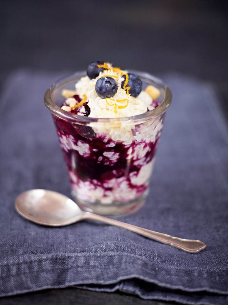 NATALIE COLEMAN'S COCONUT RICE PUDDING WITH BLUEBERRY COMPOTE AND MACADAMIA NUTS