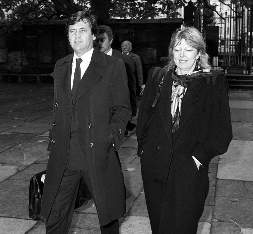 Arts broadcaster Melvyn Bragg and his wife Catherine arriving at St James's Church in London's Piccadilly for the memorial service for TV star Russell Harty.