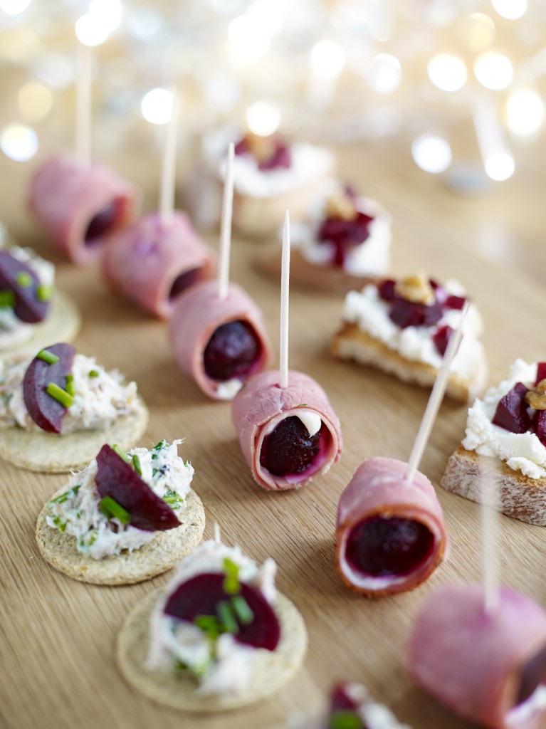 A trio of beetroot Canapes
