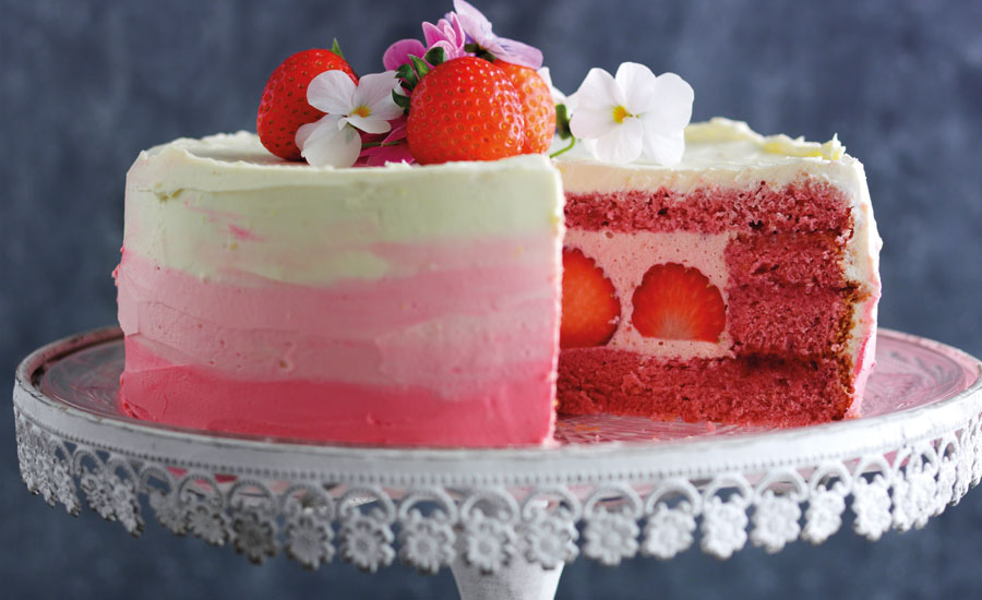 Strawberry Chiffon Cake inside 