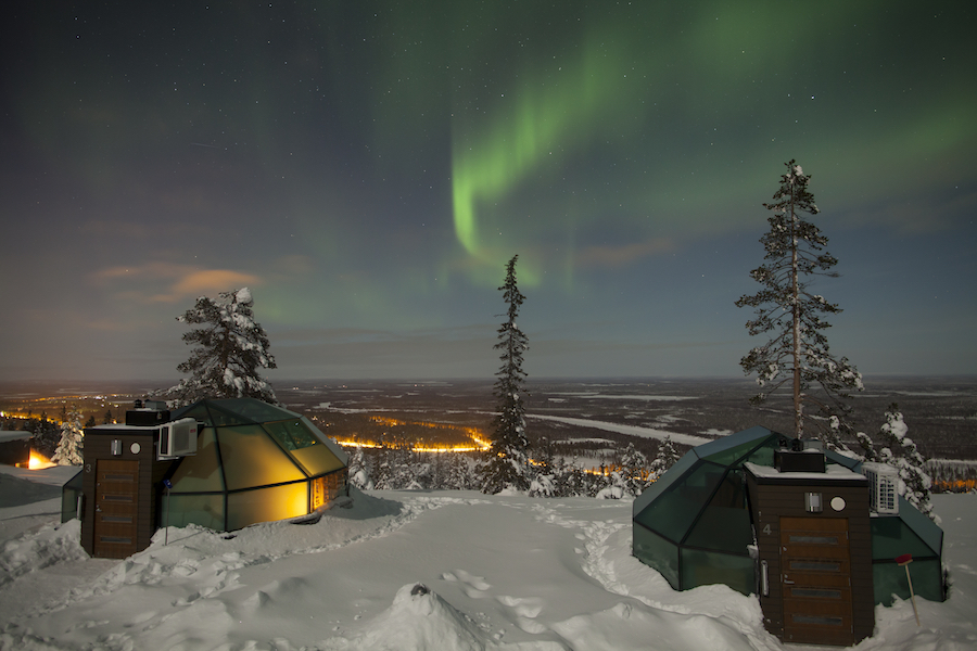 Northern Lights over Levin Iglut in Finnish Lapland