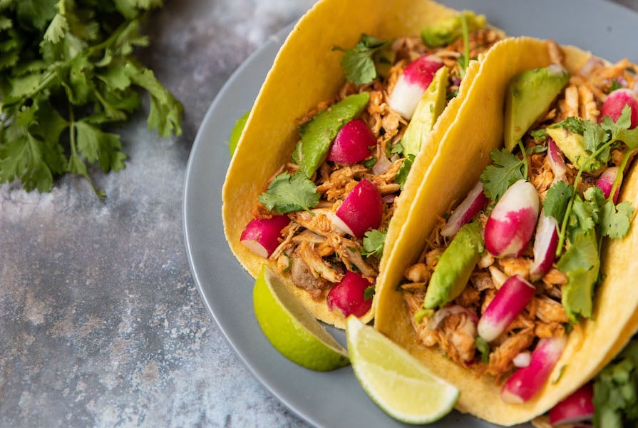 Mexican pulled chicken wraps with radish and avocado salsa - Silversurfers